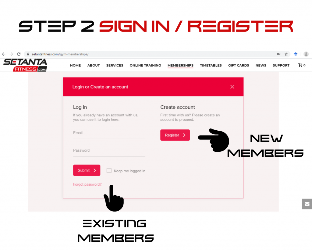 Step 2 Website Sign up